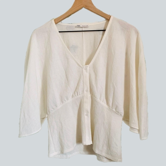 ZARA White Button-Up Blouse โ Size S - Picture 3 of 5